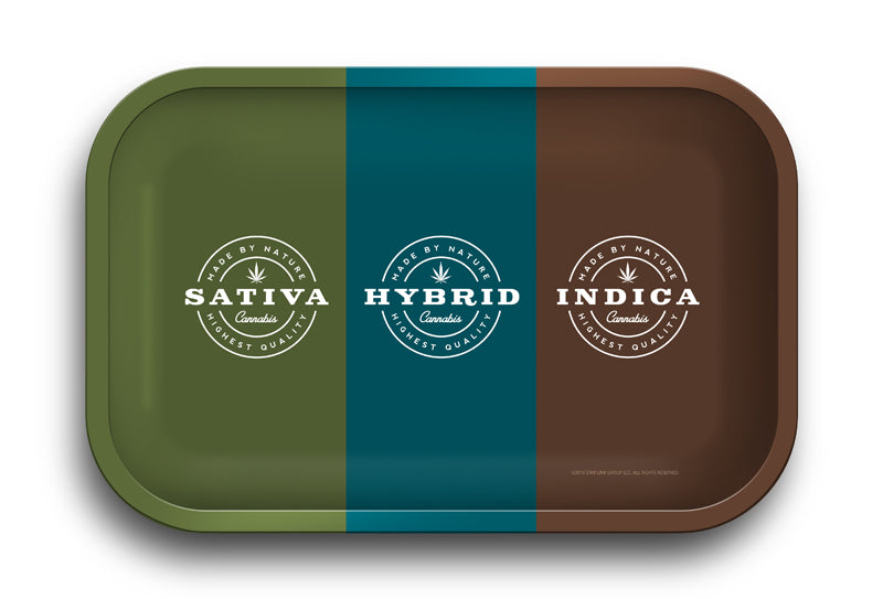 Sativa Hybrid Indica Rolling Tray – 11.5 x 4 Inch Tin Metal Tray