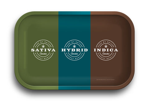Sativa Hybrid Indica Rolling Tray – 11.5 x 4 Inch Tin Metal Tray
