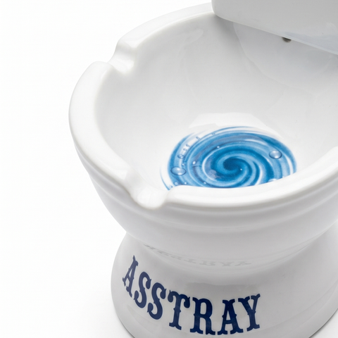 Novelty Toilet-Shaped Ceramic Ashtray – 4 Inch Tall Funny Asstray