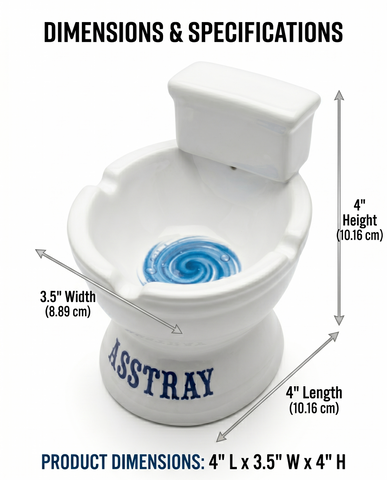 Novelty Toilet-Shaped Ceramic Ashtray – 4 Inch Tall Funny Asstray
