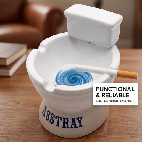 Novelty Toilet-Shaped Ceramic Ashtray – 4 Inch Tall Funny Asstray