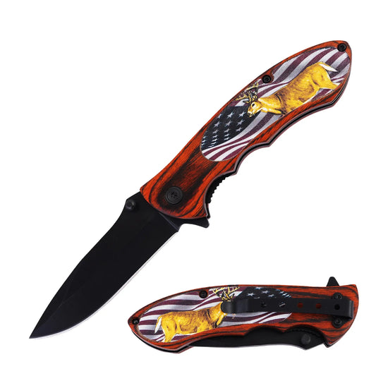 Deer Pocket Knife with Pocket Clip Durable, Compact & Ready for Any Adventure, Versatile Tool Sleek Design, Sturdy Handle & Secure Pocket Clip for Easy Carry, Ideal for Camping, Hunting & Everyday Use Trendy Zone 21
