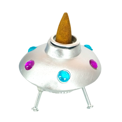 Space Ship Backflow Incense Burner 2" for Relaxation & Sci-Fi Home Décor
