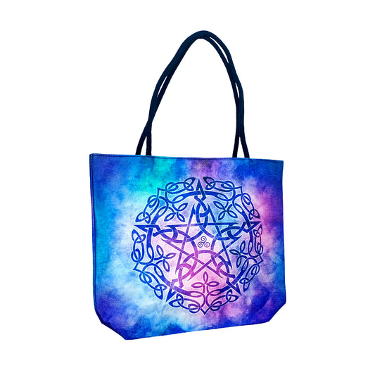 Brigid Ashwood Pentagram Tote Bag – 15" Jute Rope Handles, Reusable Shopping Shoulder Bag