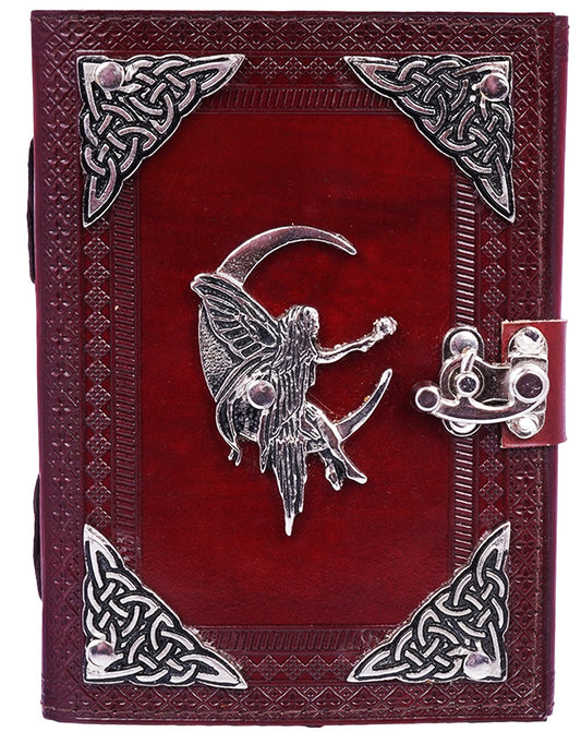 Metal Fairy Leather Journal 5x7 – Handmade Embossed Fairy Notebook