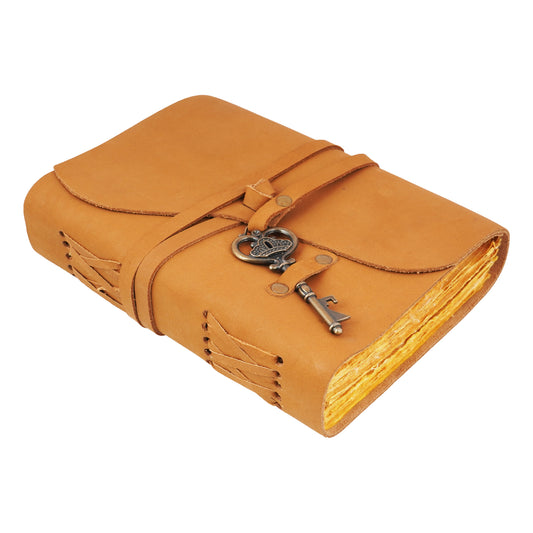 Soft Leather Journal with Key Closure – Vintage Handmade Leather Notebook & Diary