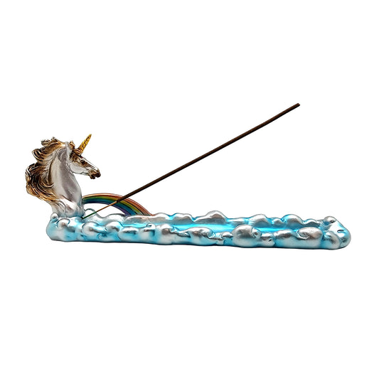 Unicorn Boat Incense Burner – 12 Inch Multicolor Hand-Painted Cold Cast Resin