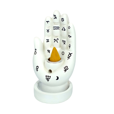 Palmistry Hand Backflow Cone Incense Burner for Meditation, Spiritual Décor