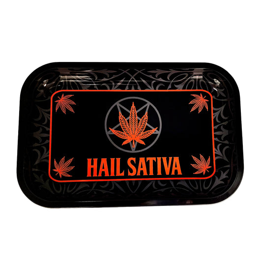 Hail Sativa Rolling Tray – 11.5 x 4 x 0.75 Inch Tin Rolling Tray