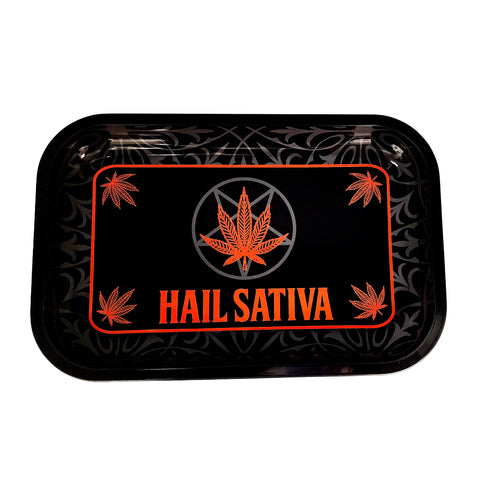 Hail Sativa Rolling Tray – 11.5 x 4 x 0.75 Inch Tin Rolling Tray