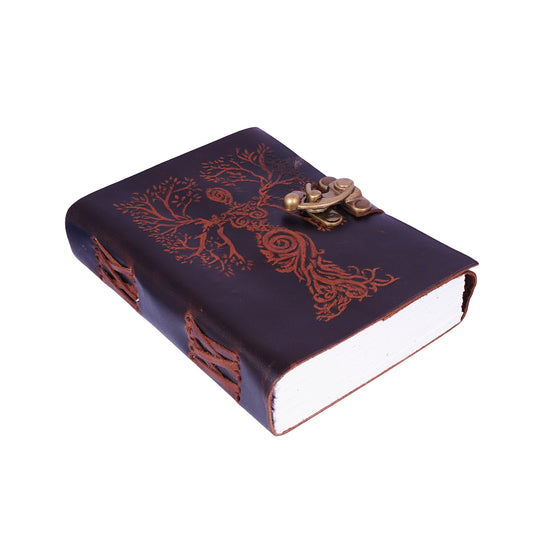 Soft Leather Goddess Tree of Life Journal – Handmade Embossed 5x7 Notebook