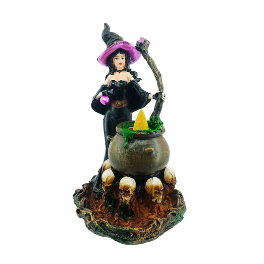 Witch Cauldron Backflow Incense Burner 8" for Gothic & Spooky Home Décor
