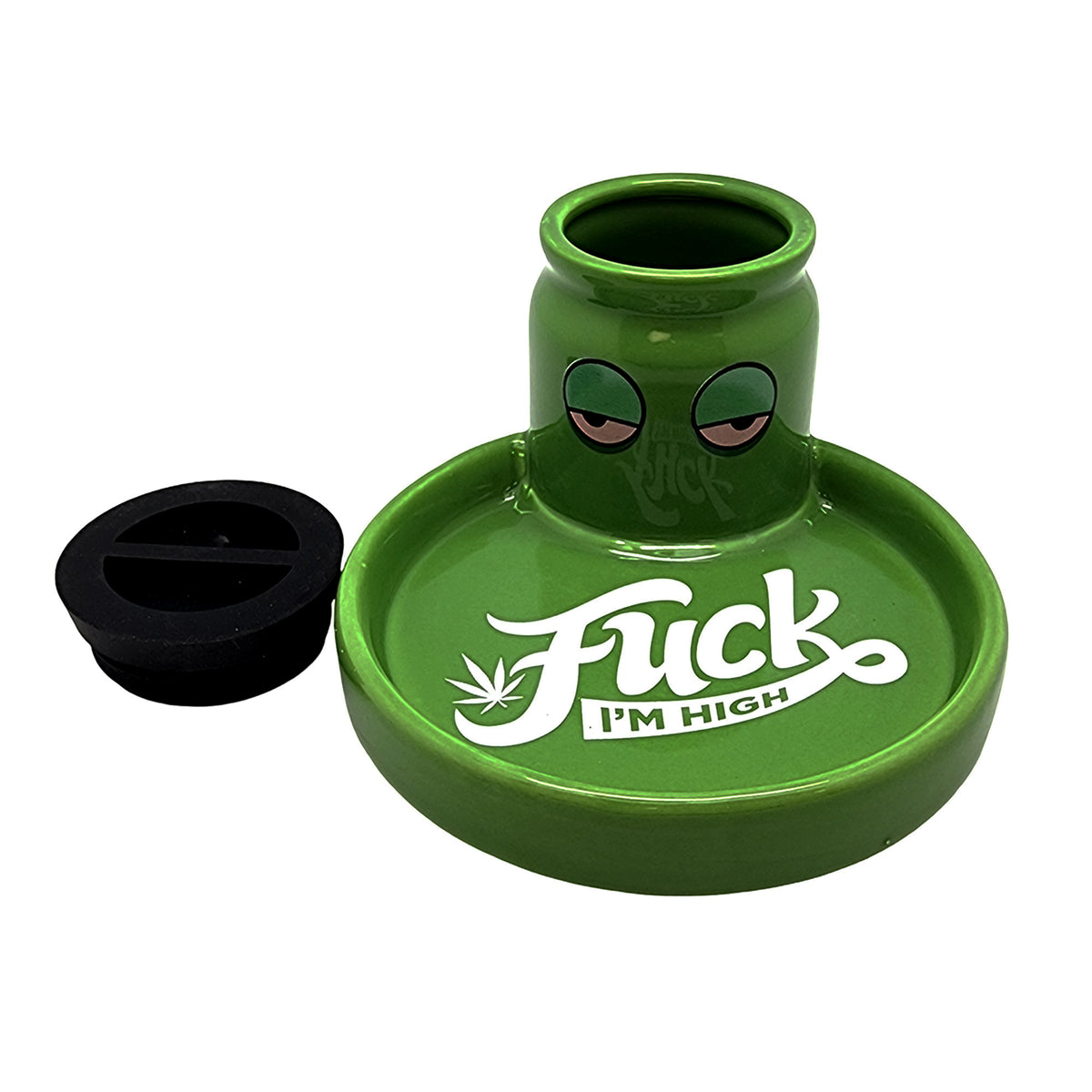 Ceramic 2-in-1 Ashtray with Stash Jar – 5 x 3 Inch Novelty Desk Organizer