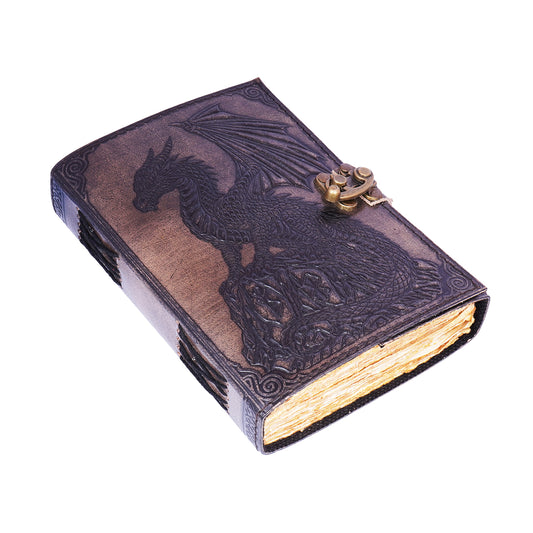 Dragon Leather Journal – Handmade 5x7 Vintage Notebook