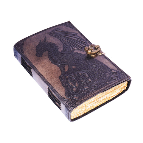 Dragon Leather Journal – Handmade 5x7 Vintage Notebook