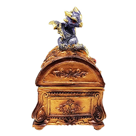 Dragon Trinket Box with Hinged Lid – Hand-Painted Cold Cast Resin
