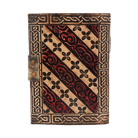 Handmade Red Double Dragon Embossed Leather Journal – 5 x 7 Inch Vintage Notebook with Aged Linen Parchment Paper | Unique Diary for Writing, Notes & Art