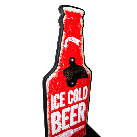 Metal Ice Cold Beer Bottle Opener With Cap Collector Catcher