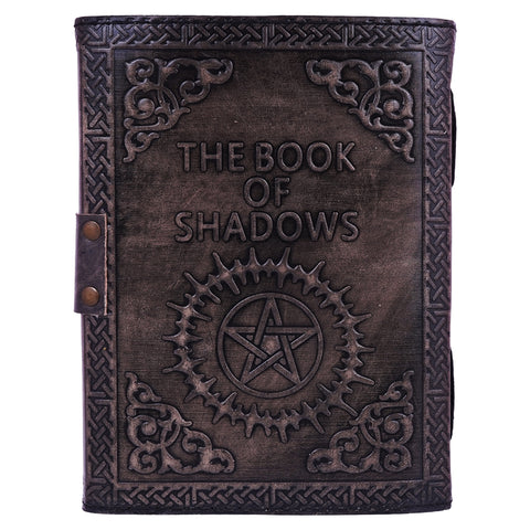Book Of Shadows Embossed Leather Journal w/Metal Closure - 6"x8 Inch Handmade notebook