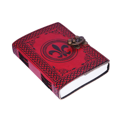 Embossed Leather Journal – 5x7 Inch Red Handmade Notebook