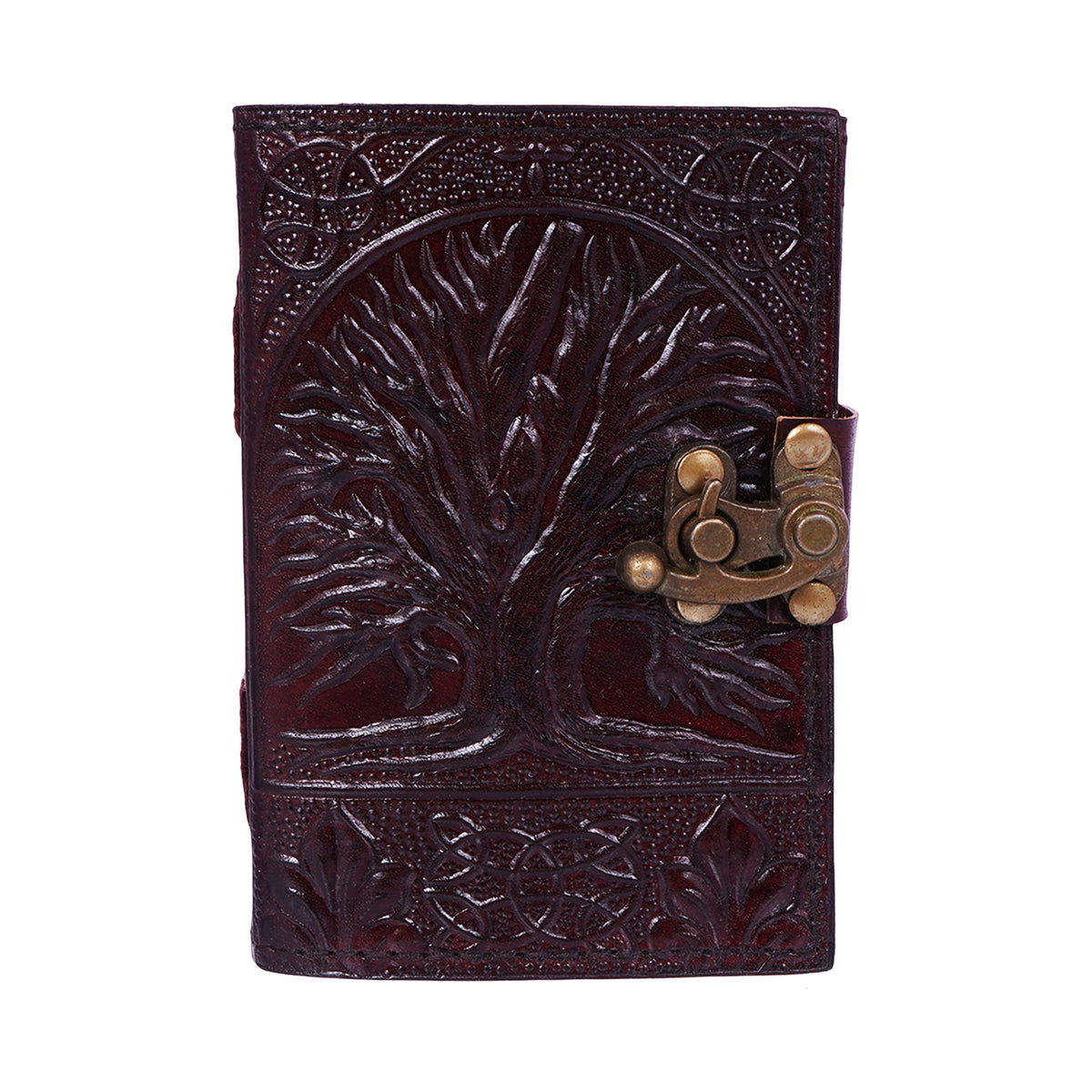 Embossed Leather Journal – 3.5 x 5 Inch Red Handmade Notebook