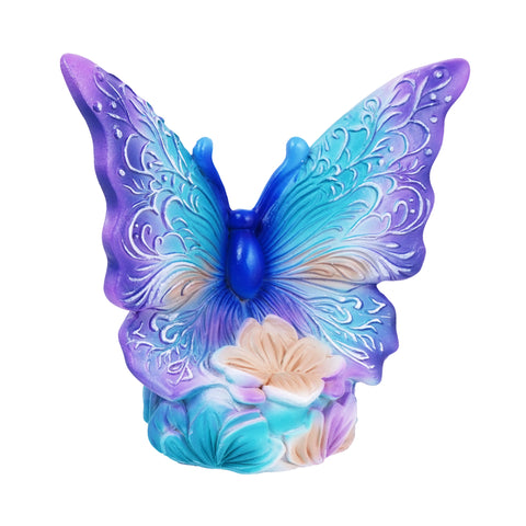 Butterfly Incense Burner – 5 x 4 x 2.25 Inch Hand-Painted Cold Cast Resin