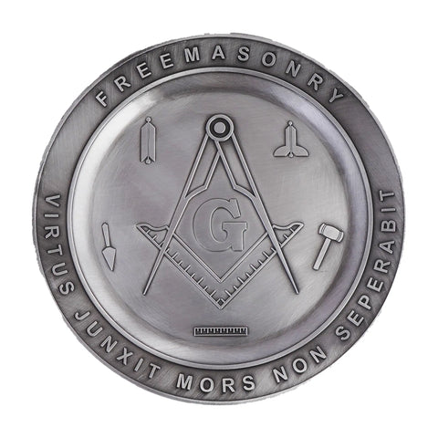 Masonic Pewter Plate with Brushed Nickel finish with Masonic logo Trendy Zone 21