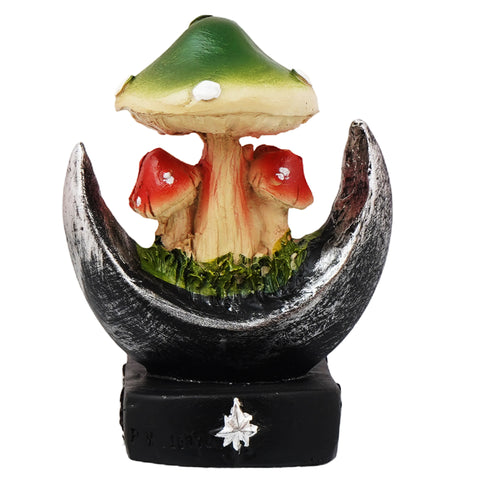 Mushroom on Moon Incense Burner – Hand-Painted Cold Cast Resin Holder for Stick Incense