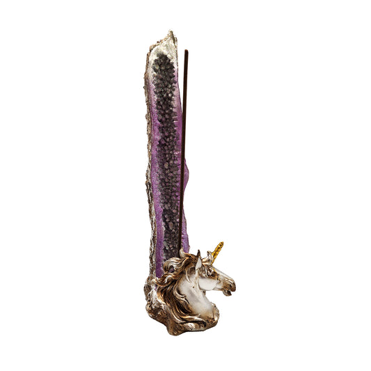 Standing Unicorn Incense Burner – 10 Inch Multicolor Hand-Painted Cold Cast Resin Unicorn Incense Holder