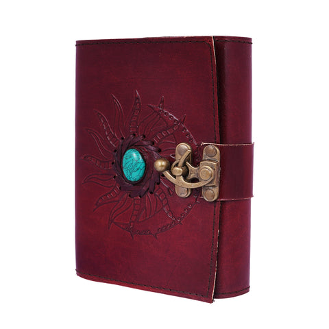 Sun Moon Leather Embossed Journal 5x7 – Handmade Vintage Leather Notebook
