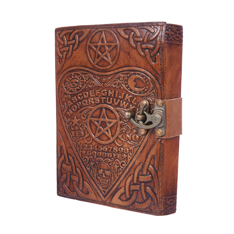 Ouija/Spirit Board Planchette Embossed Leather Journal – 6x8 Handmade Vintage Notebook