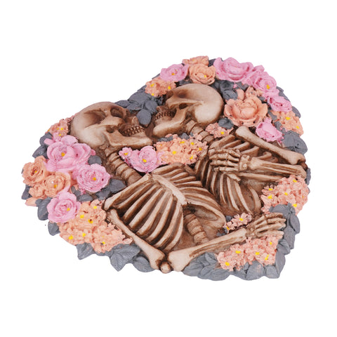 Skeletons with Flowers Incense Burner – 5 x 5 x 0.5 Inch Hand-Painted Cold Cast Resin