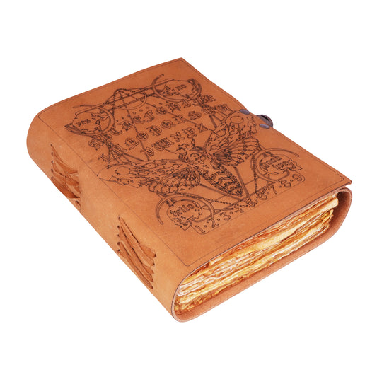 Soft Leather Spirit Moth Journal 5x7 – Handmade Embossed Leather Notebook