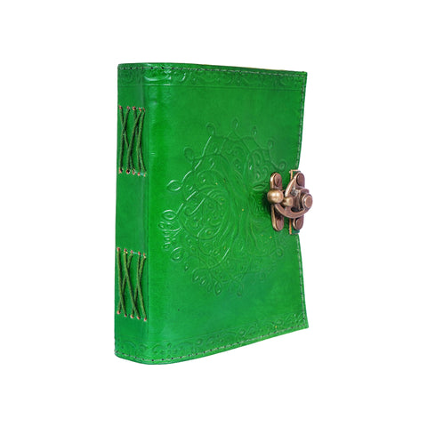 Green Embossed Leather Journal – 5x7 Handmade Vintage Notebook