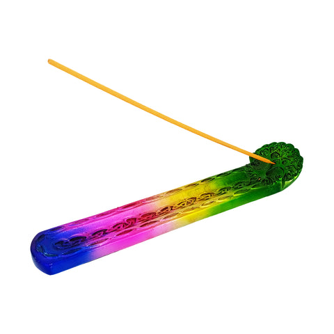 Multi-Colored Tree of Life Incense Burner – 10 Inch | Hand-Painted Cold Cast Resin Holder