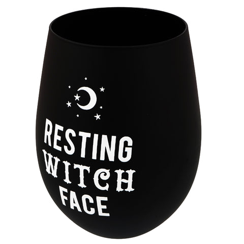 Glass Resting Witch Face Stemless Wine & Water Glass – 16oz Handcrafted Mystical Drinkware | Unique Witch-Themed Goblet for Home, Parties