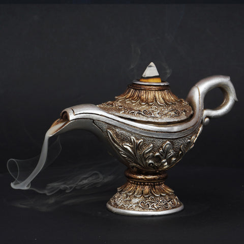 Magic Lamp Backflow Incense Burner – Decorative Genie Lamp Incense Cone Holder