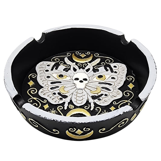 Death’s-head Hawkmoth Hand-Painted Ashtray – 4.25 Inch Decorative Moth Ash Tray