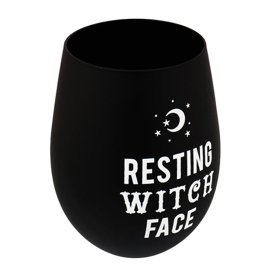 Glass Resting Witch Face Stemless Wine & Water Glass – 16oz Handcrafted Mystical Drinkware | Unique Witch-Themed Goblet for Home, Parties