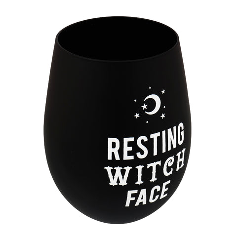Glass Resting Witch Face Stemless Wine & Water Glass – 16oz Handcrafted Mystical Drinkware | Unique Witch-Themed Goblet for Home, Parties