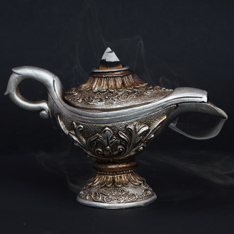 Magic Lamp Backflow Incense Burner – Decorative Genie Lamp Incense Cone Holder
