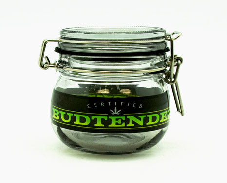 Budtender Medium Dank Tank – 150 ml Glass Storage Jar with Colored Silicone Seal