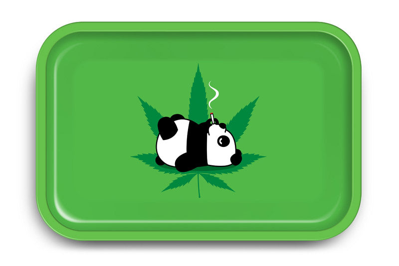 Tin Stoned Panda Rolling Tray – 11.5 x 4 x 0.75 Inch Metal Tray