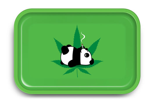 Tin Stoned Panda Rolling Tray – 11.5 x 4 x 0.75 Inch Metal Tray