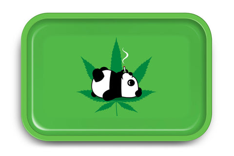 Tin Stoned Panda Rolling Tray – 11.5 x 4 x 0.75 Inch Metal Tray