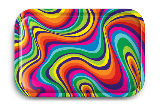 Rainbow Swirl Rolling Tray – 11.5 x 4 x 0.75 Inch Multipurpose Metal Tray
