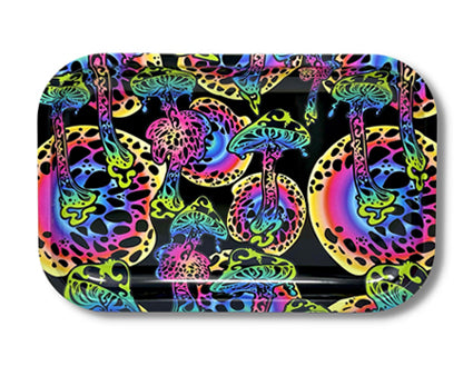 Psychedelic Mushroom Rolling Tray – 11.5 x 4 x 0.75 Inch Tin Metal Tray