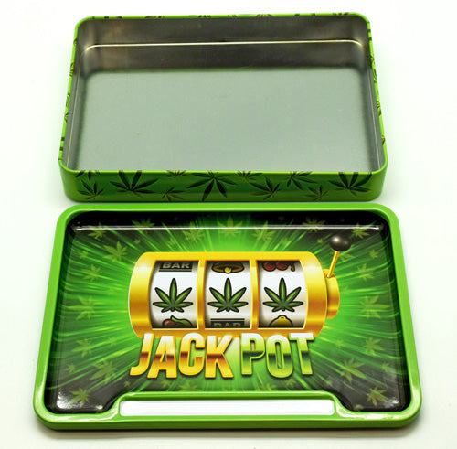Jack POT Tin Rolling Tray Box – 5 3/4 x 8 x 1 1/4 Inch Metal Tray Box