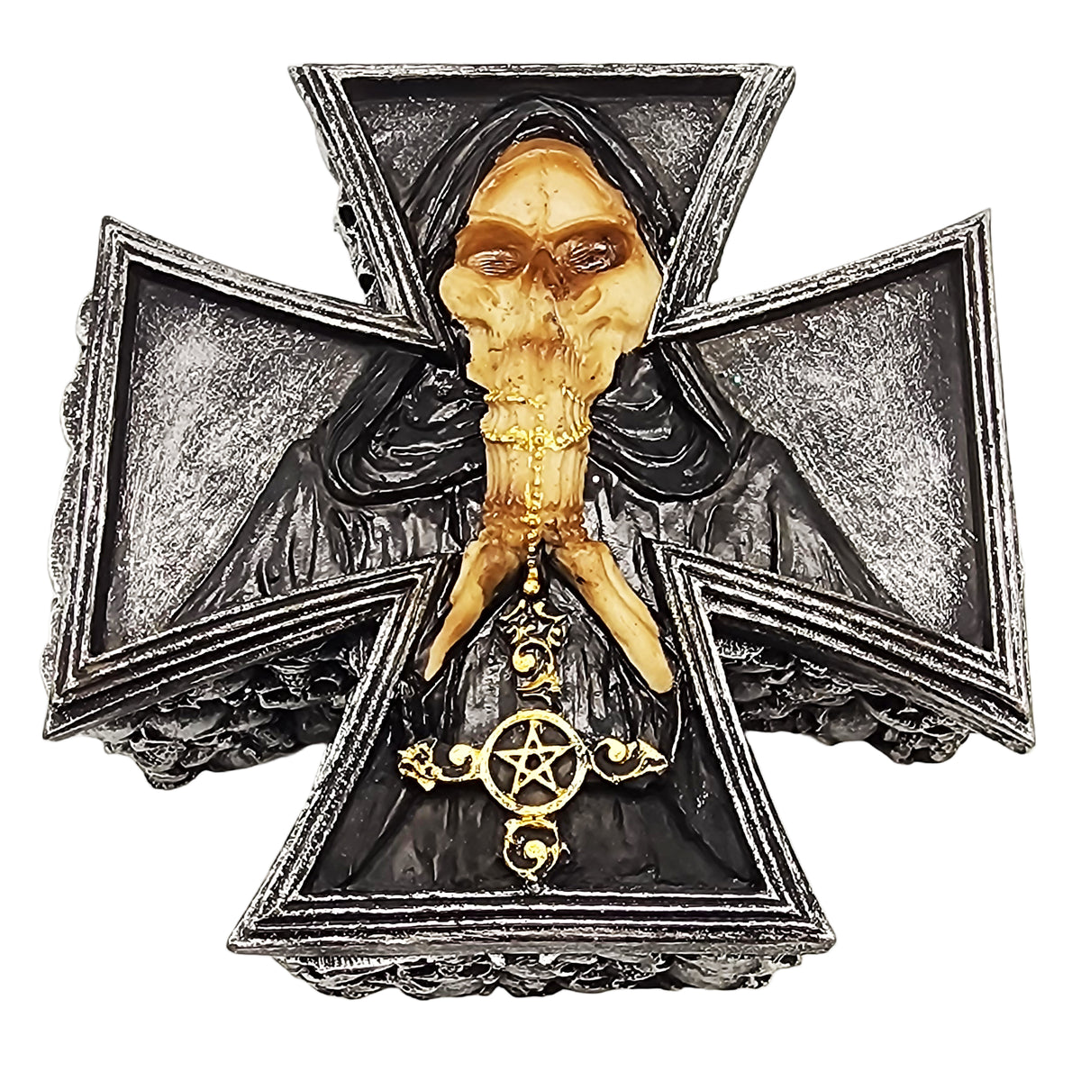 Skull Cross Box – 5.5 x 3.5 x 2 Inch Gothic Storage Trinket Box