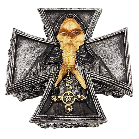 Skull Cross Box – 5.5 x 3.5 x 2 Inch Gothic Storage Trinket Box